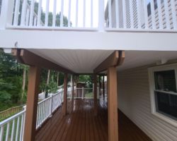Trex Rain Escape/ Trex Select Saddle Decking with Veranda White PVC Rails and Facia Trex Rain Escape/ Trex Select Saddle Decking with Veranda White PVC Rails and Facia